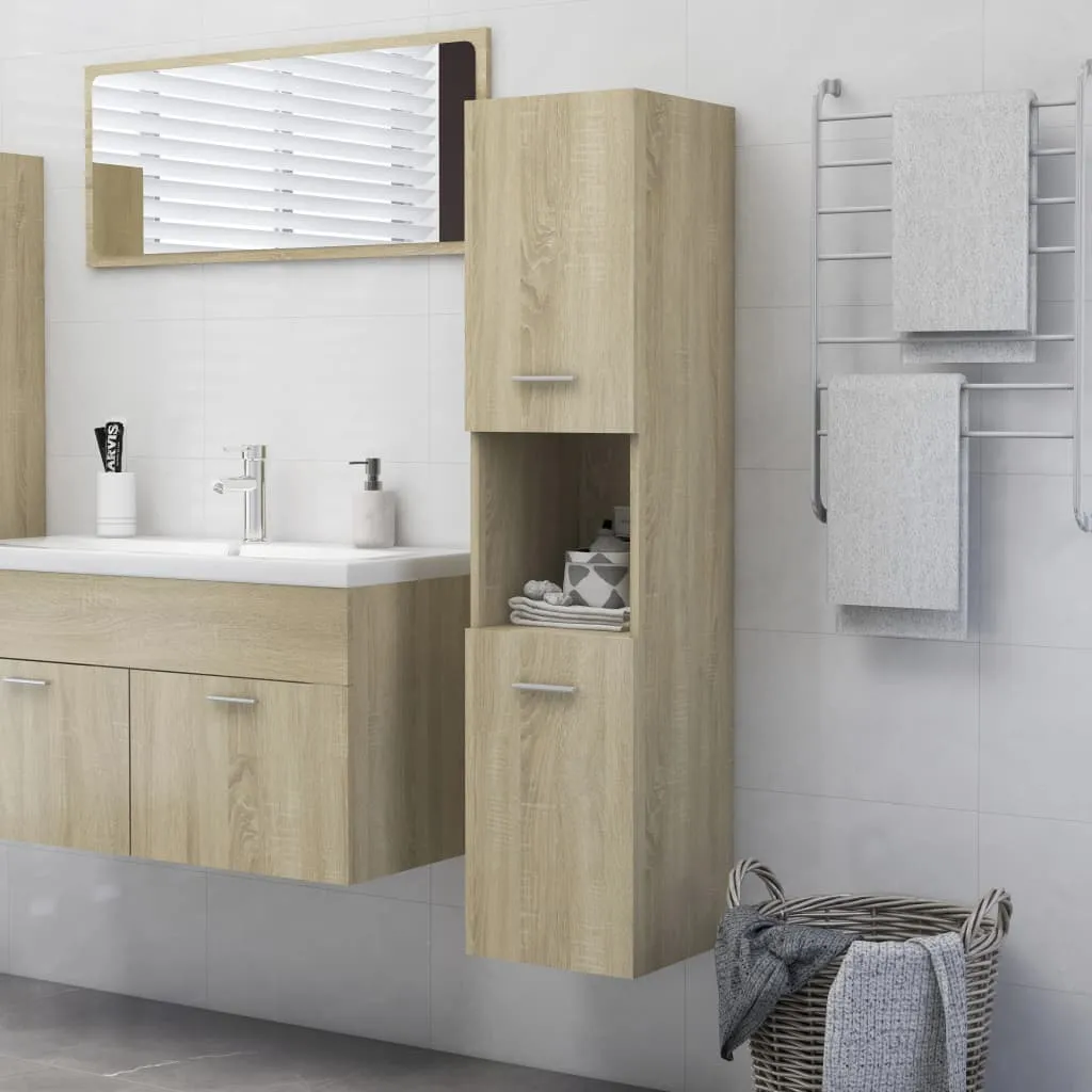 vidaXL Mobile da Bagno Rovere Sonoma 30x30x130 cm in Legno Multistrato