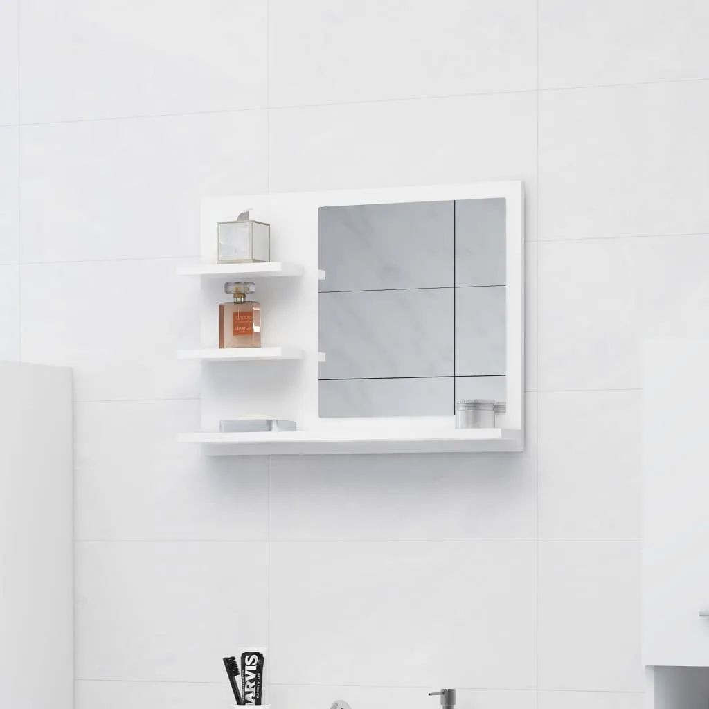 vidaXL Specchio da Bagno Bianco 60x10,5x45 cm in Legno Multistrato