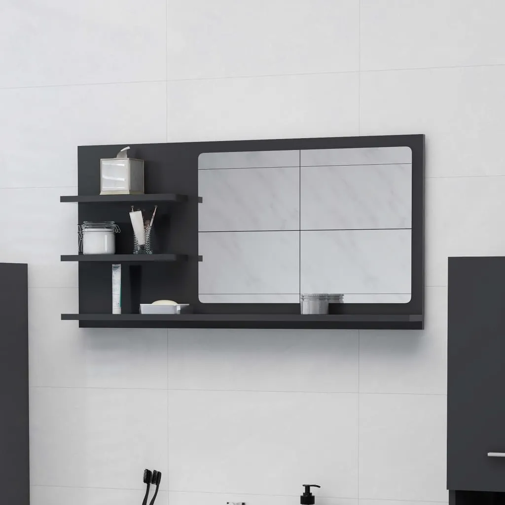 vidaXL Specchio da Bagno Grigio 90x10,5x45 cm in Legno Multistrato