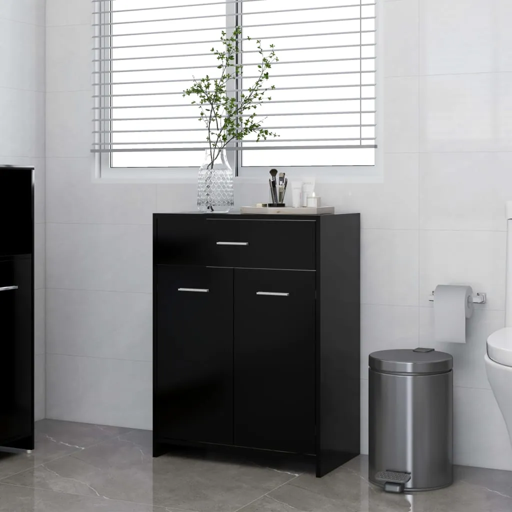 vidaXL Mobile da Bagno Nero 60x33x80 cm in Legno Multistrato