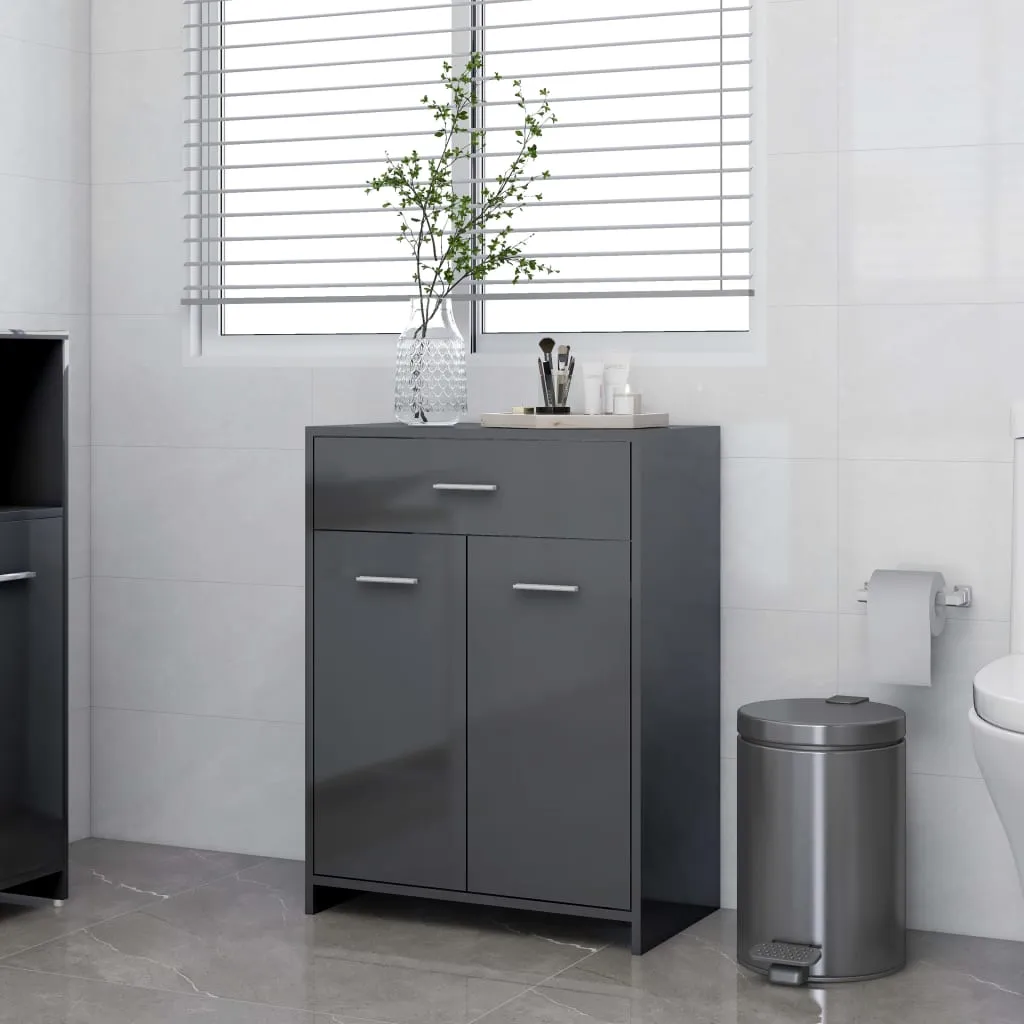 vidaXL Mobile da Bagno Grigio Lucido 60x33x80 cm in Legno Multistrato