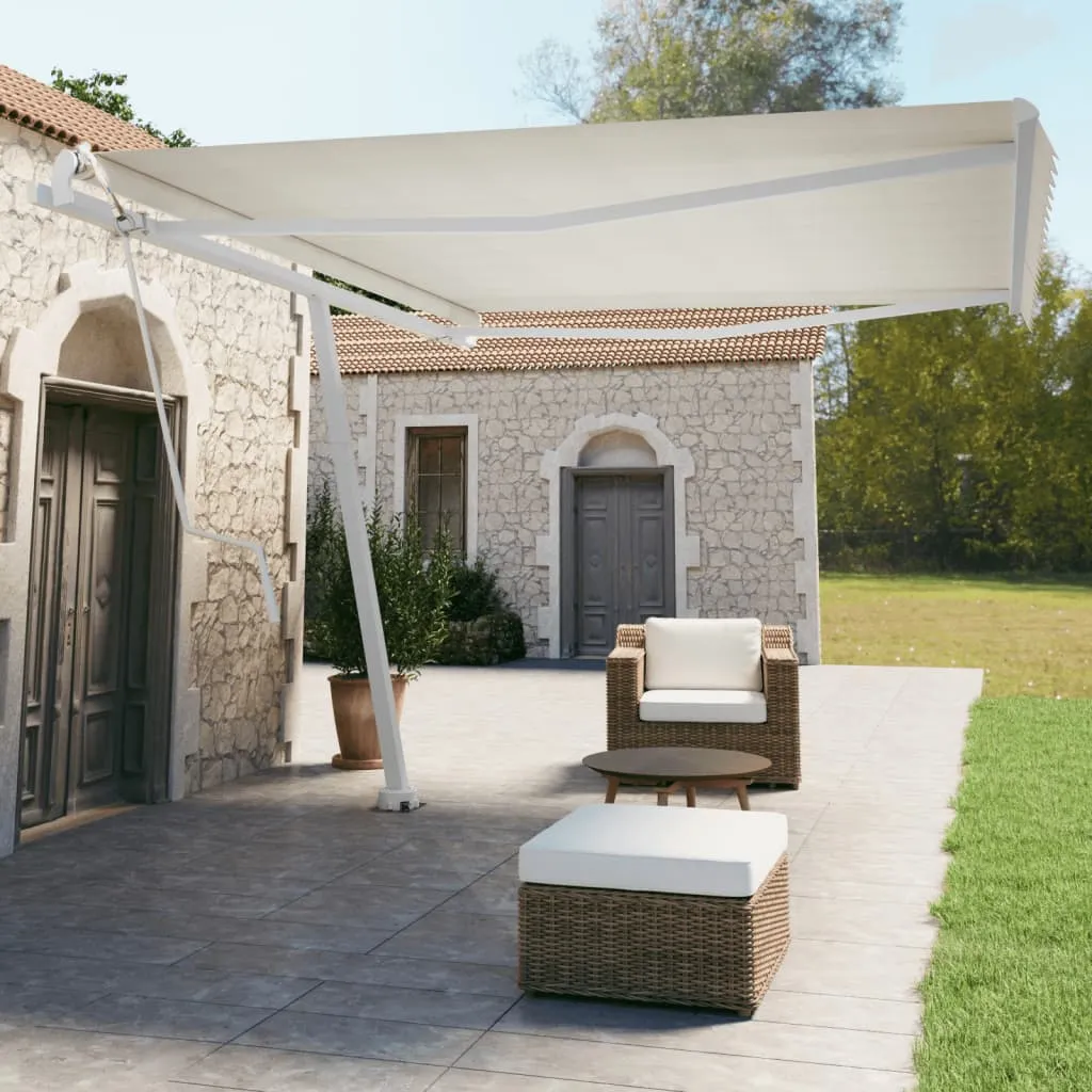 vidaXL Set Pali per Tenda da Sole Bianco 450x245 cm Ferro 