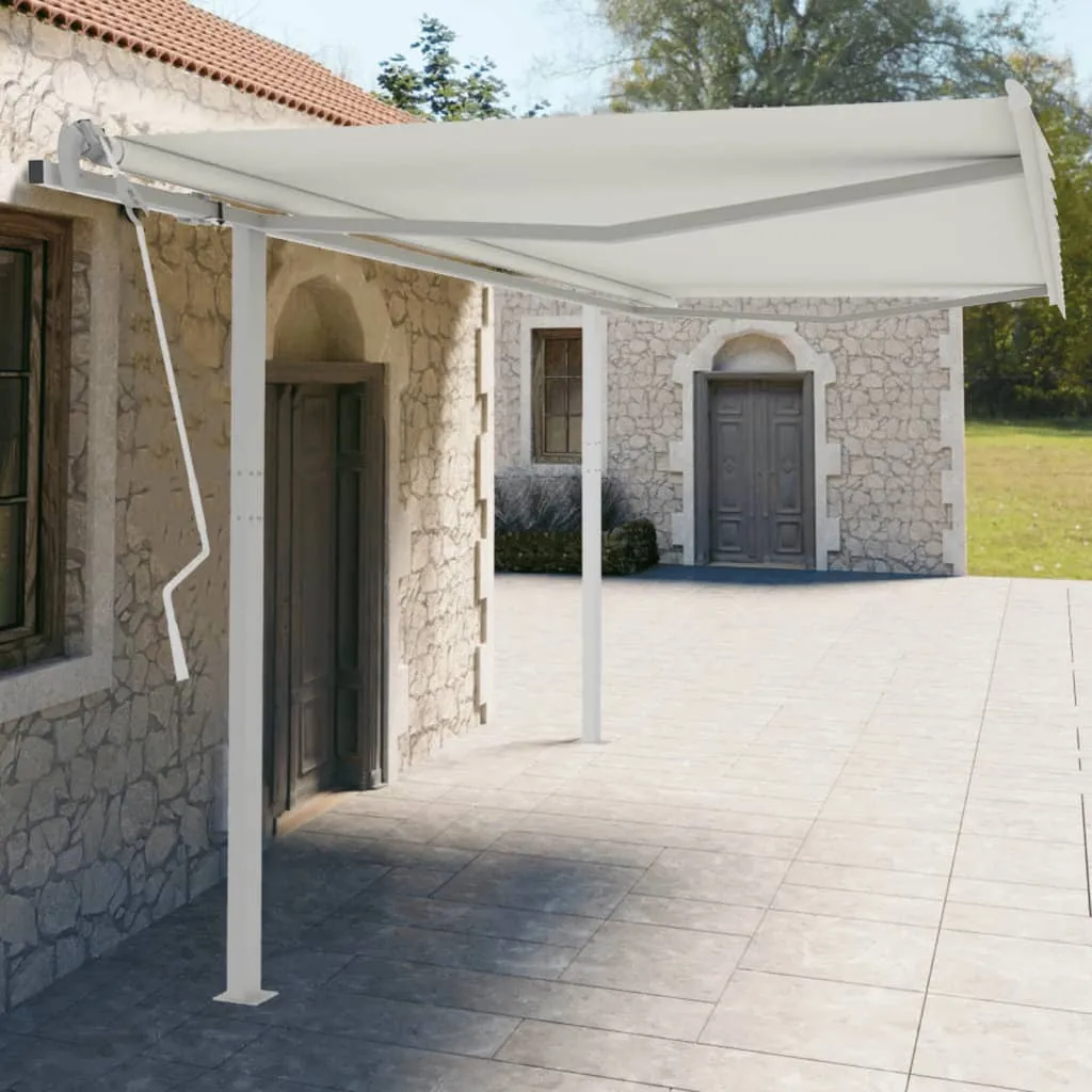 vidaXL Set Pali per Tenda da Sole Bianco 450x245 cm Ferro 