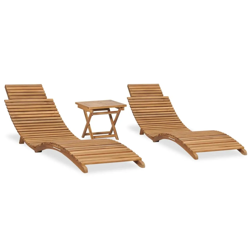 vidaXL Set Salotto da Giardino 3 pz Pieghevole in Massello di Teak