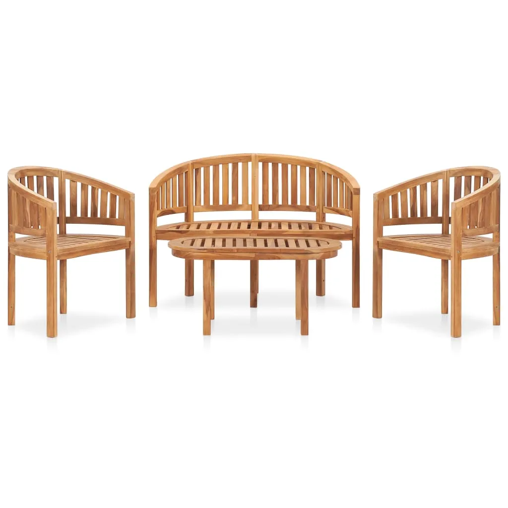 vidaXL Set Salotto da Giardino 4 pz Design Curvo in Massello di Teak