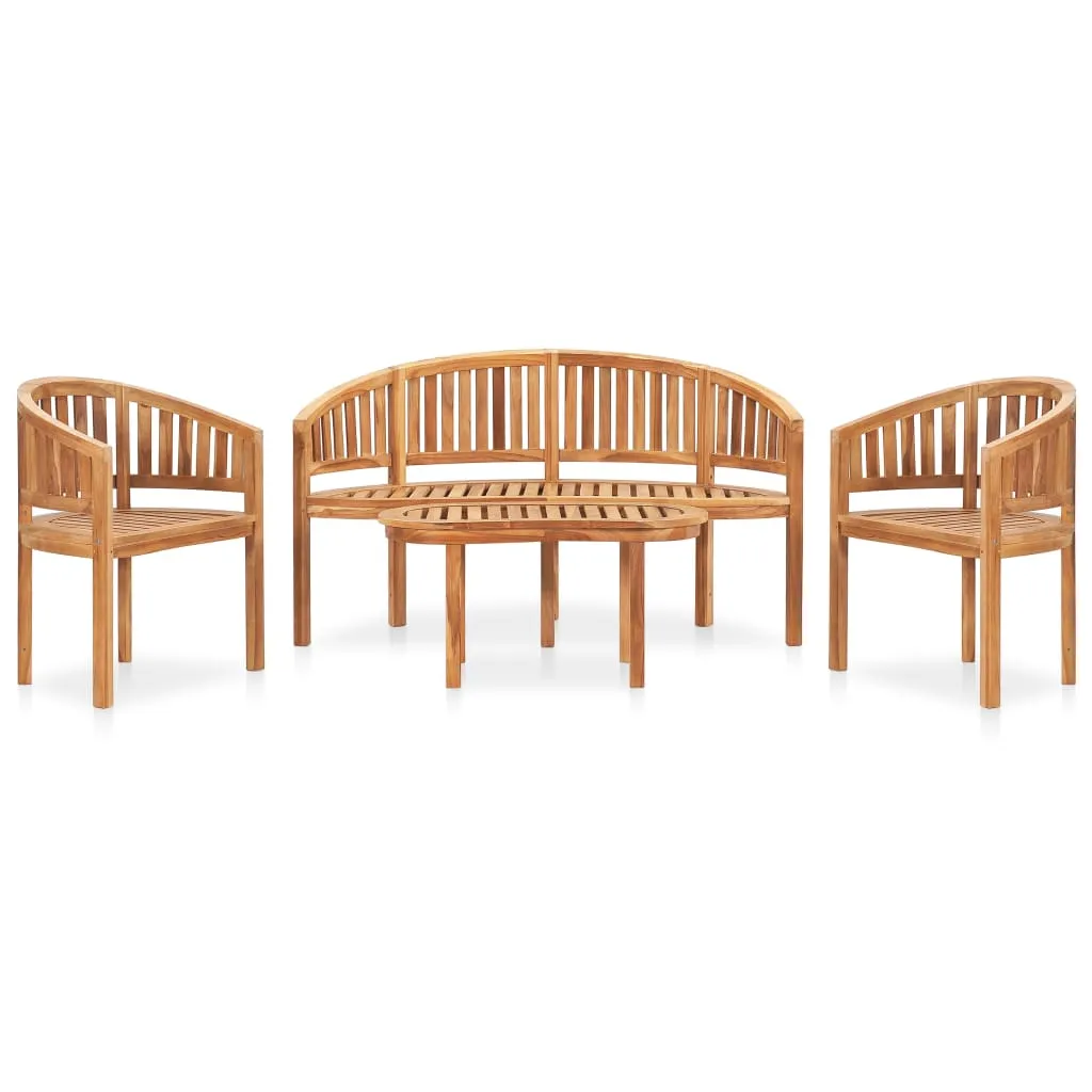 vidaXL Set Salotto da Giardino 4 pz Design Curvo in Massello di Teak