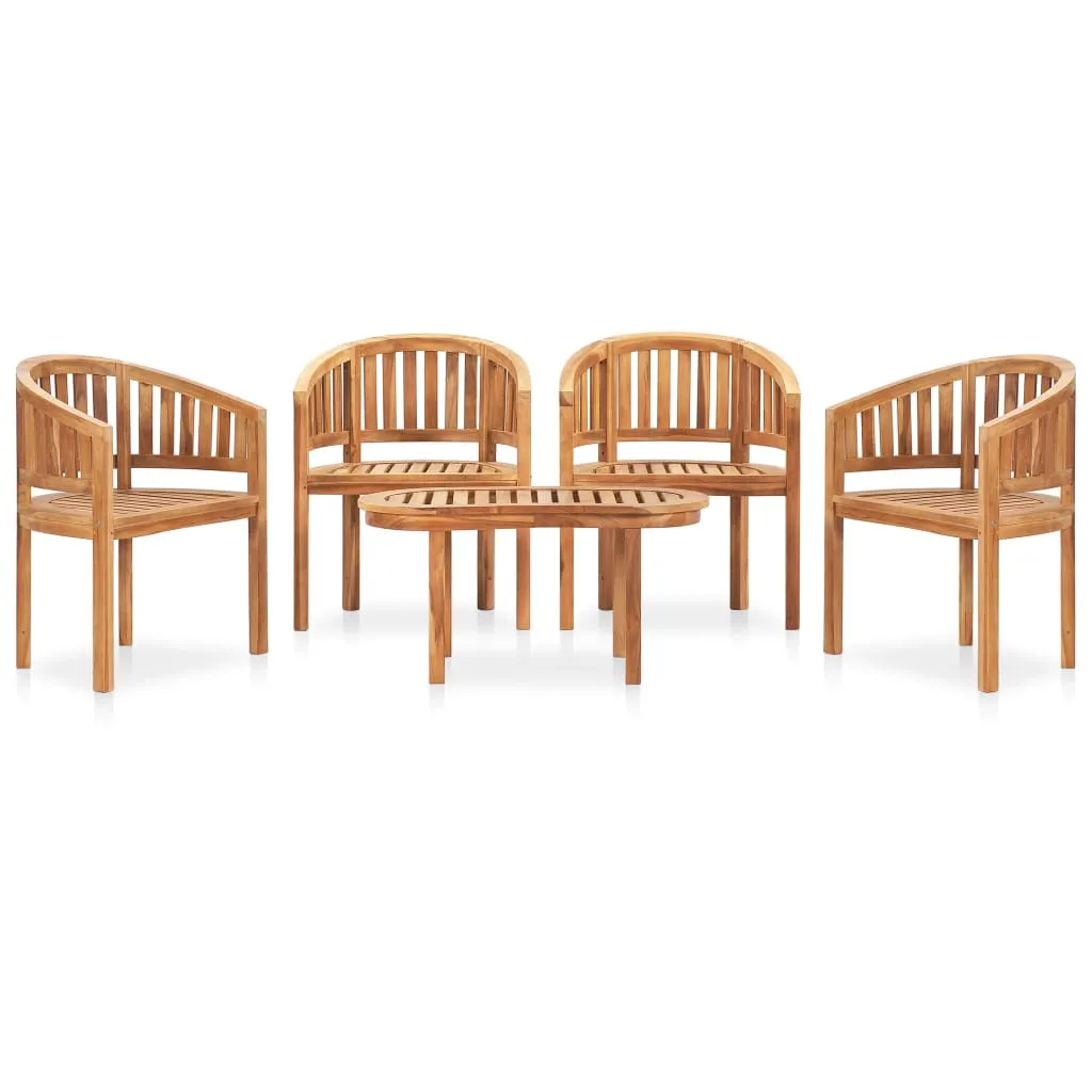 vidaXL Set Salotto da Giardino 5 pz Design Curvo in Massello di Teak