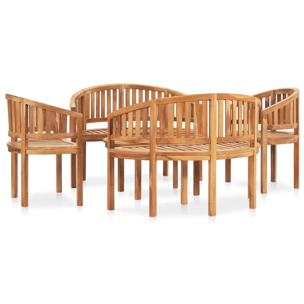 vidaXL Set Salotto da Giardino 5 pz Design Curvo in Massello di Teak