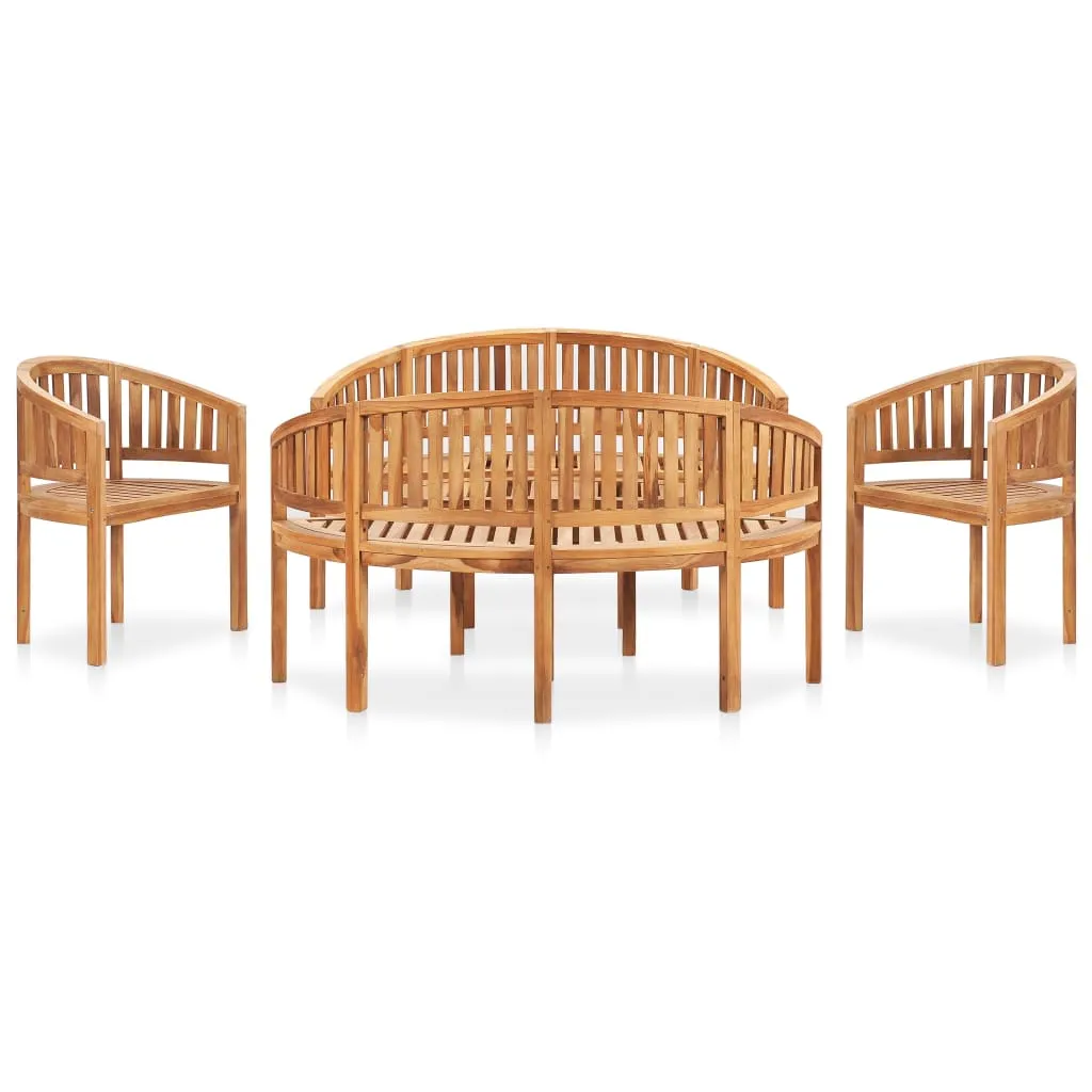 vidaXL Set Salotto da Giardino 5 pz Design Curvo in Massello di Teak