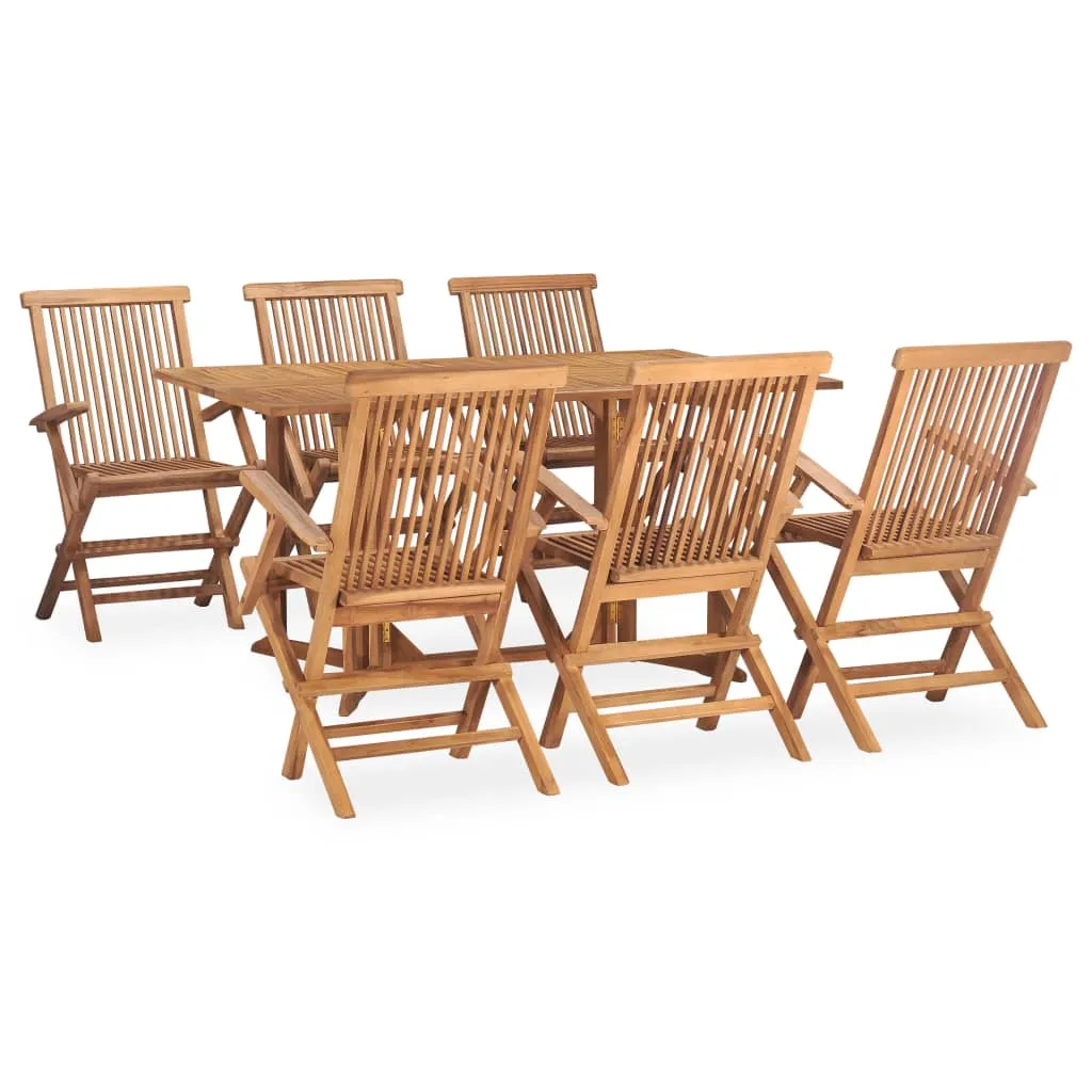 vidaXL Set da Pranzo da Giardino 7 pz Pieghevole in Massello di Teak