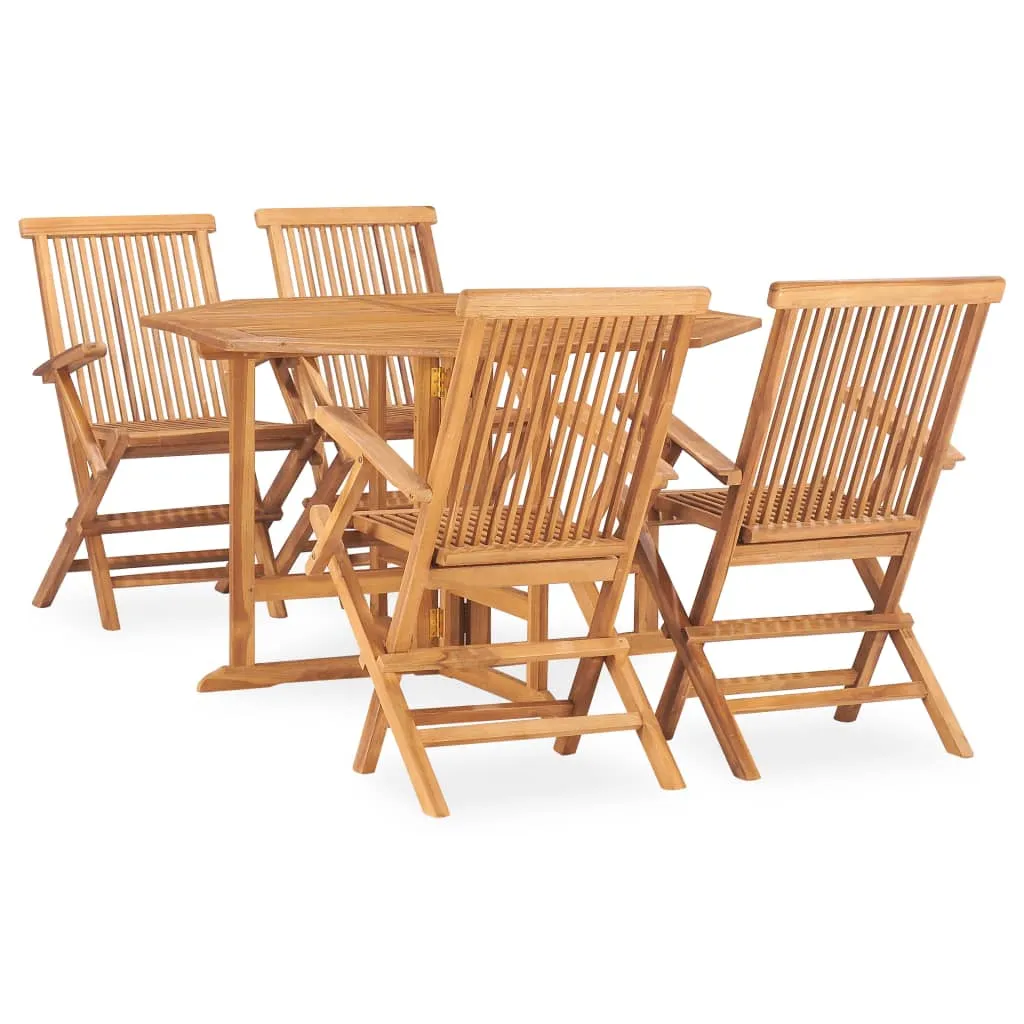 vidaXL Set da Pranzo da Giardino 5 pz Pieghevole in Massello di Teak