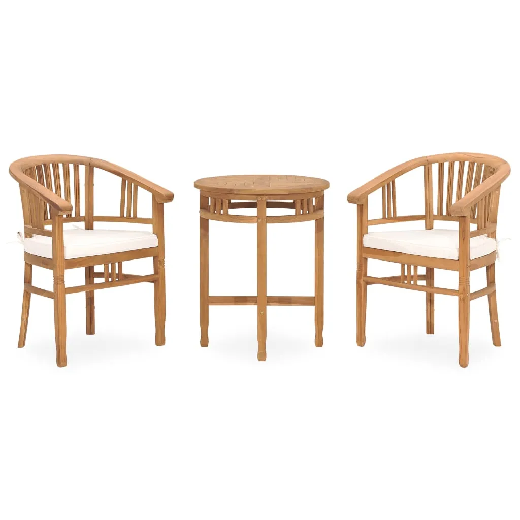 vidaXL Set da Pranzo da Giardino 3 pz con Cuscini in Massello di Teak