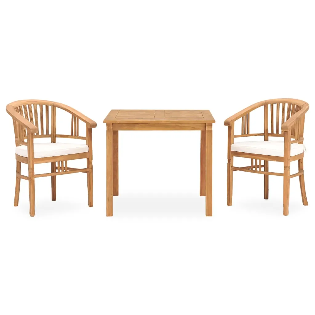 vidaXL Set da Pranzo da Giardino 3 pz con Cuscini in Massello di Teak