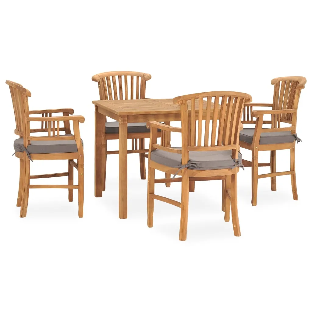 vidaXL Set da Pranzo da Giardino 5 pz con Cuscini in Legno di Teak