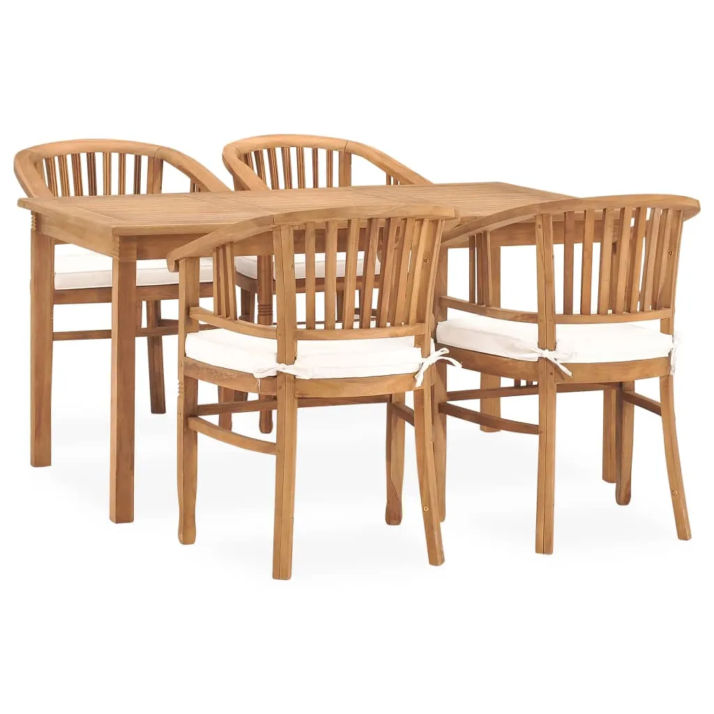 vidaXL Set da Pranzo da Giardino 5 pz con Cuscini in Massello di Teak