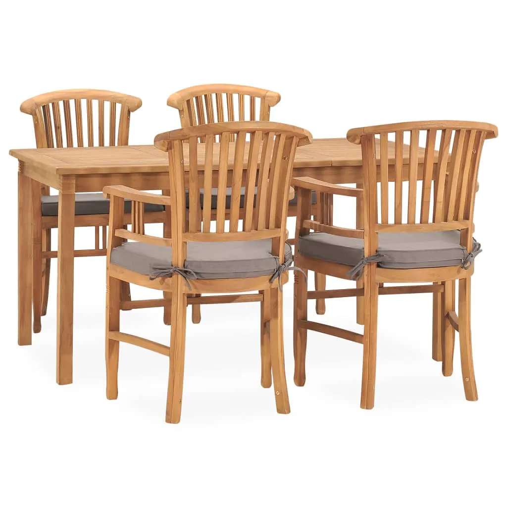 vidaXL Set da Pranzo da Giardino 5 pz con Cuscini in Legno di Teak