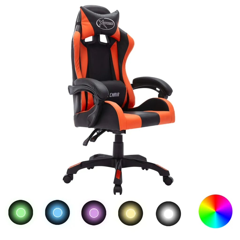 vidaXL Sedia da Gaming con Luci a LED RGB Arancione e Nera Similpelle