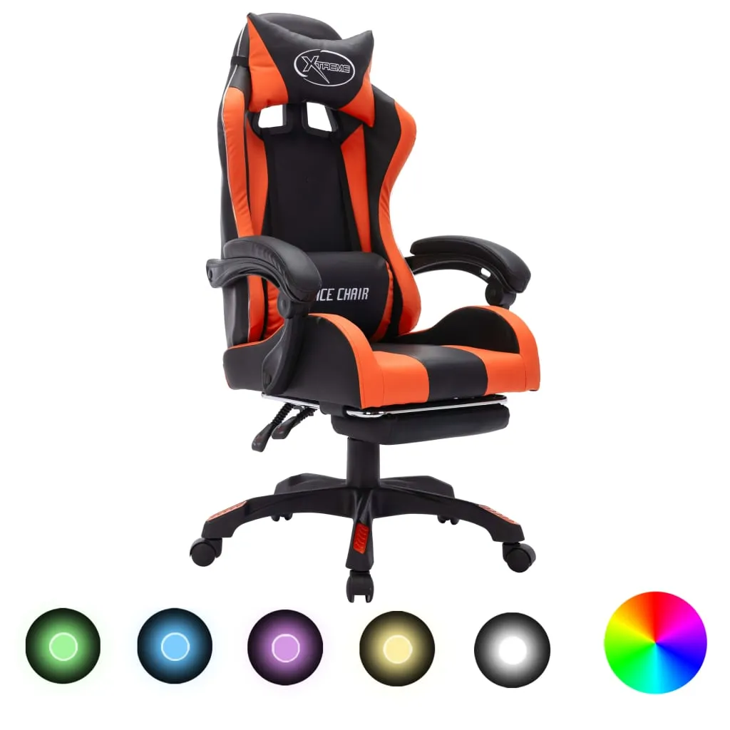 vidaXL Sedia da Gaming con Luci a LED RGB Arancione e Nera Similpelle