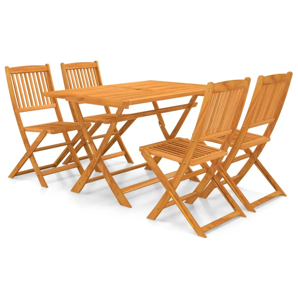 vidaXL Set da Pranzo da Giardino 5 pz Pieghevole in Massello di Acacia