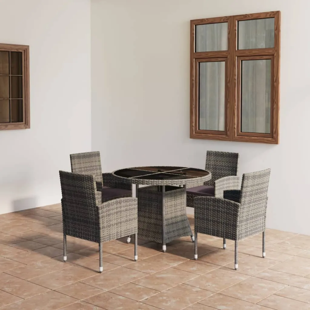 vidaXL Set Mobili da Pranzo Giardino 5 pz Polyrattan Antracite Grigio