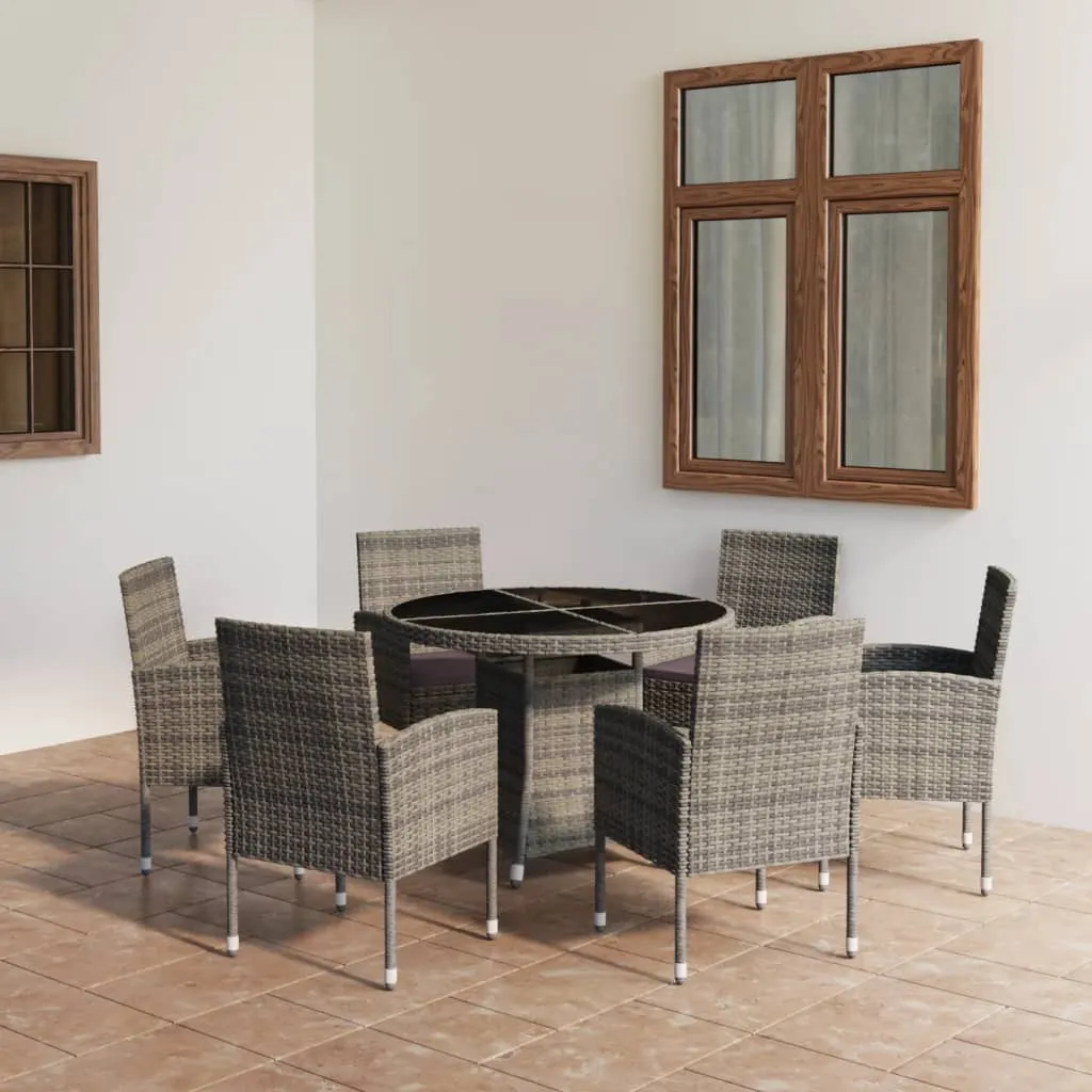 vidaXL Set Mobili da Pranzo Giardino 7 pz Polyrattan Antracite Grigio