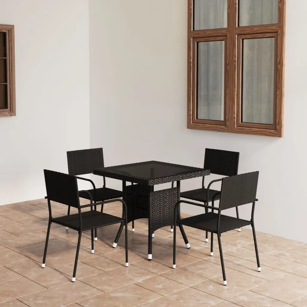 vidaXL Set da Pranzo da Giardino 5 pz in Polyrattan Nero