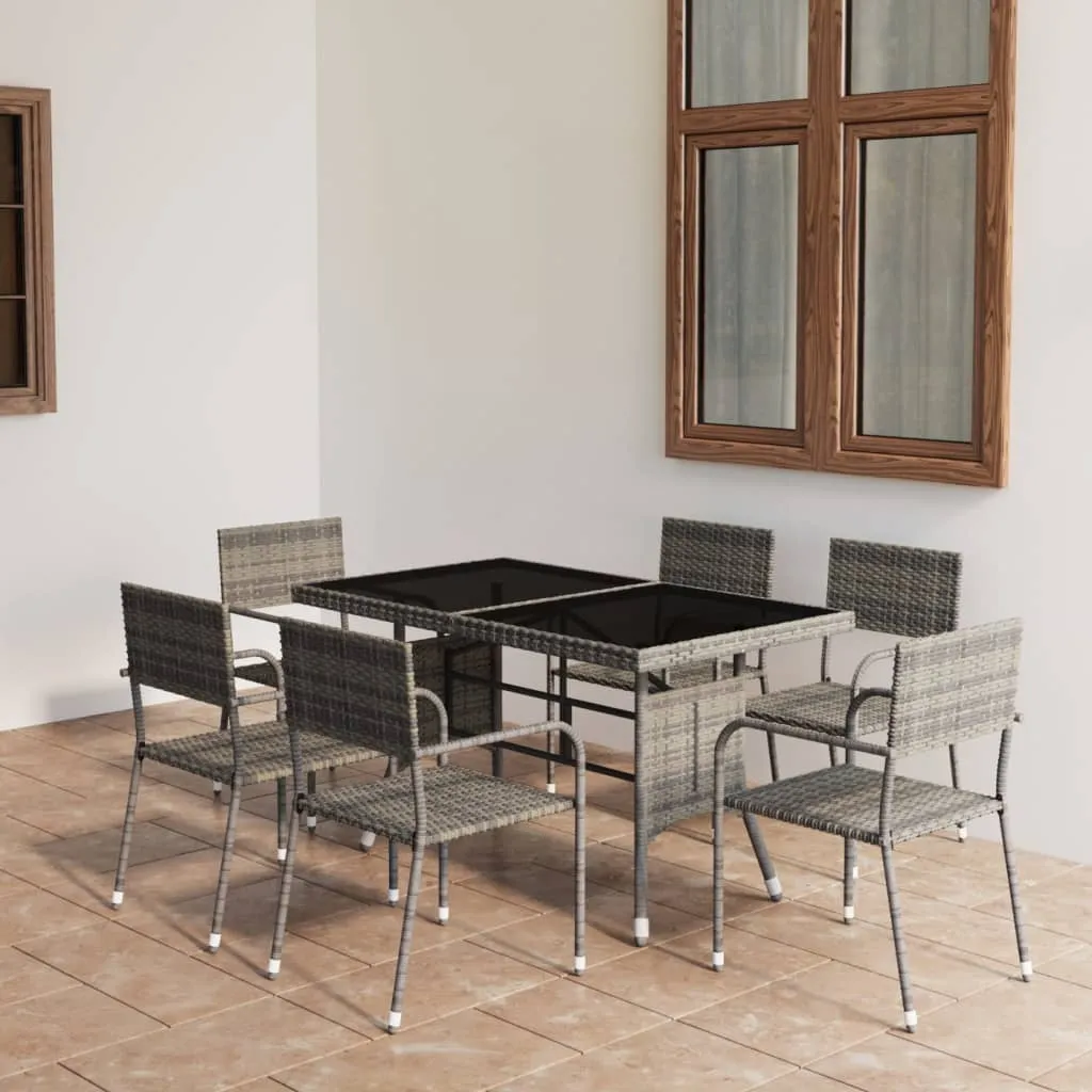 vidaXL Set Mobili da Pranzo Giardino 7 pz Polyrattan Antracite Grigio