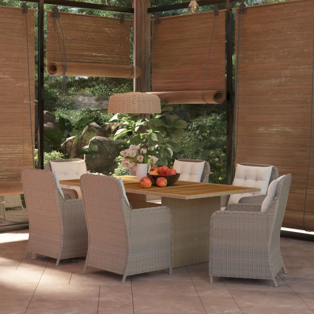 vidaXL Set da Pranzo da Giardino 7 pz in Polyrattan Marrone