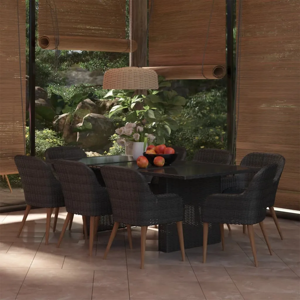 vidaXL Set da Pranzo da Giardino 9 pz in Polyrattan Nero