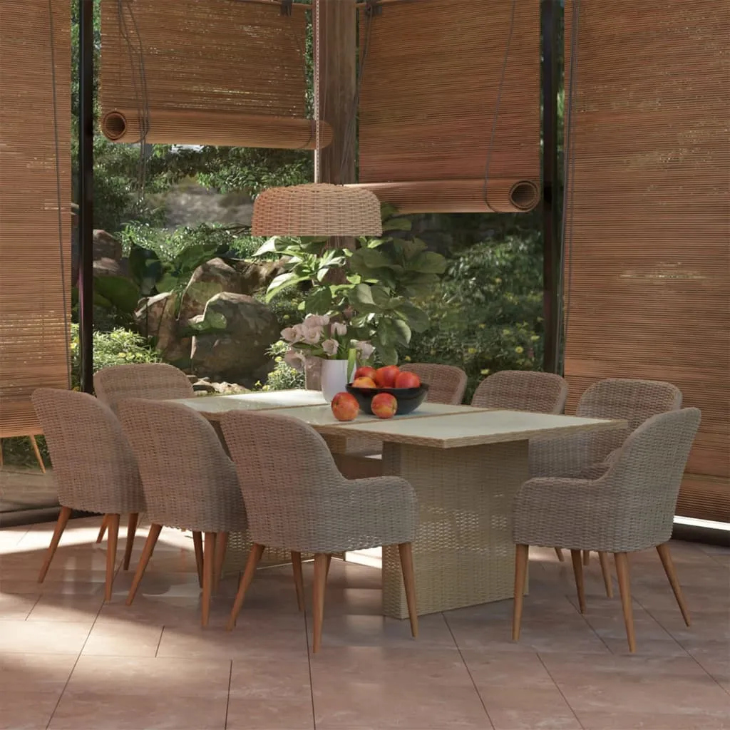 vidaXL Set da Pranzo da Giardino 9 pz in Polyrattan Marrone