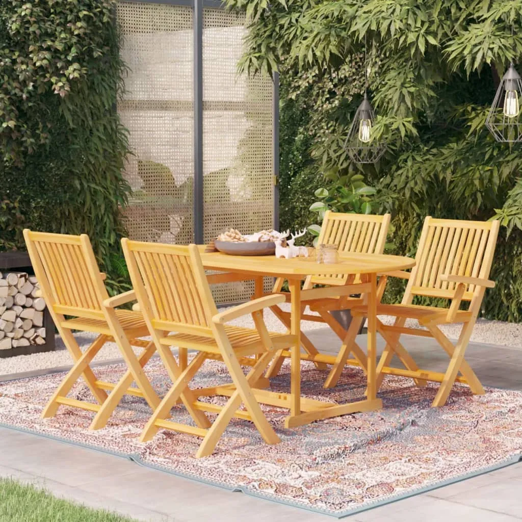 vidaXL Set da Pranzo da Giardino 5 pz in Legno Massello di Teak