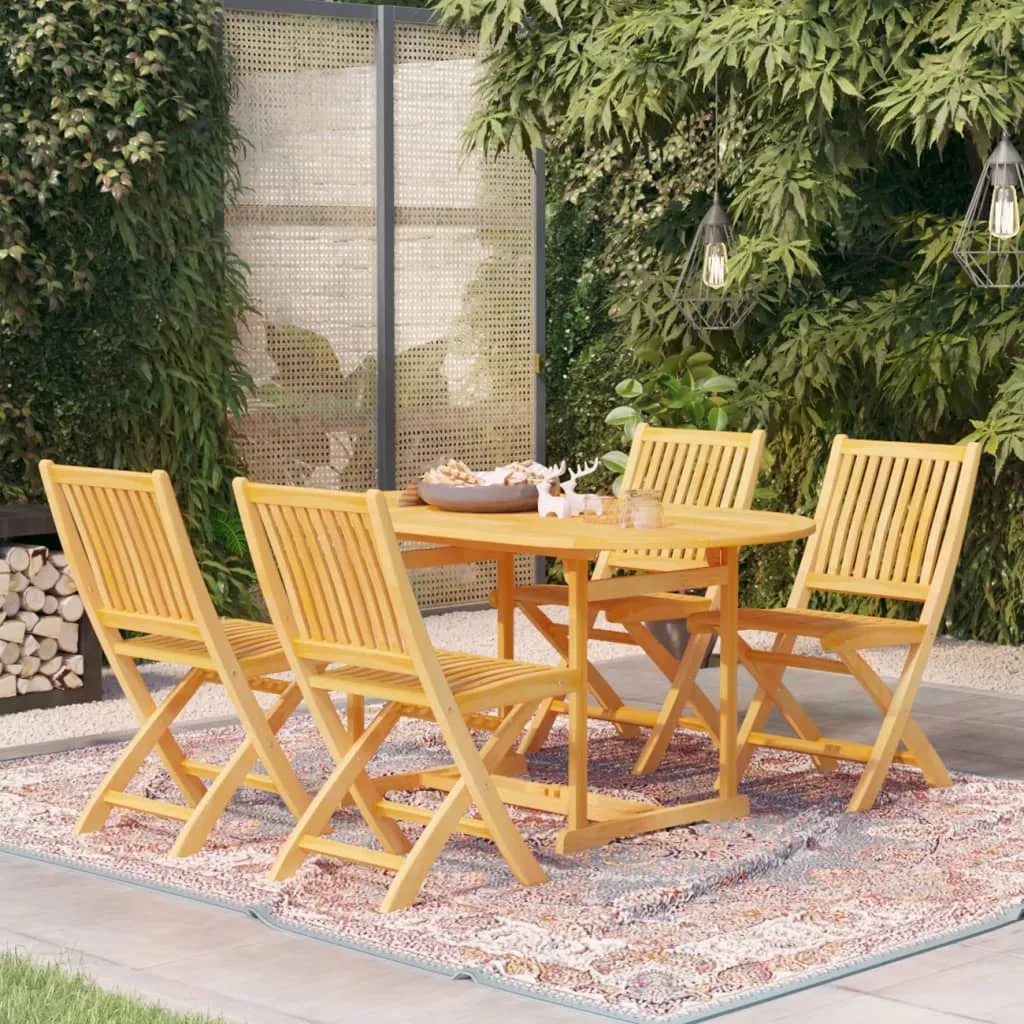 vidaXL Set da Pranzo da Giardino 5 pz in Legno Massello di Teak