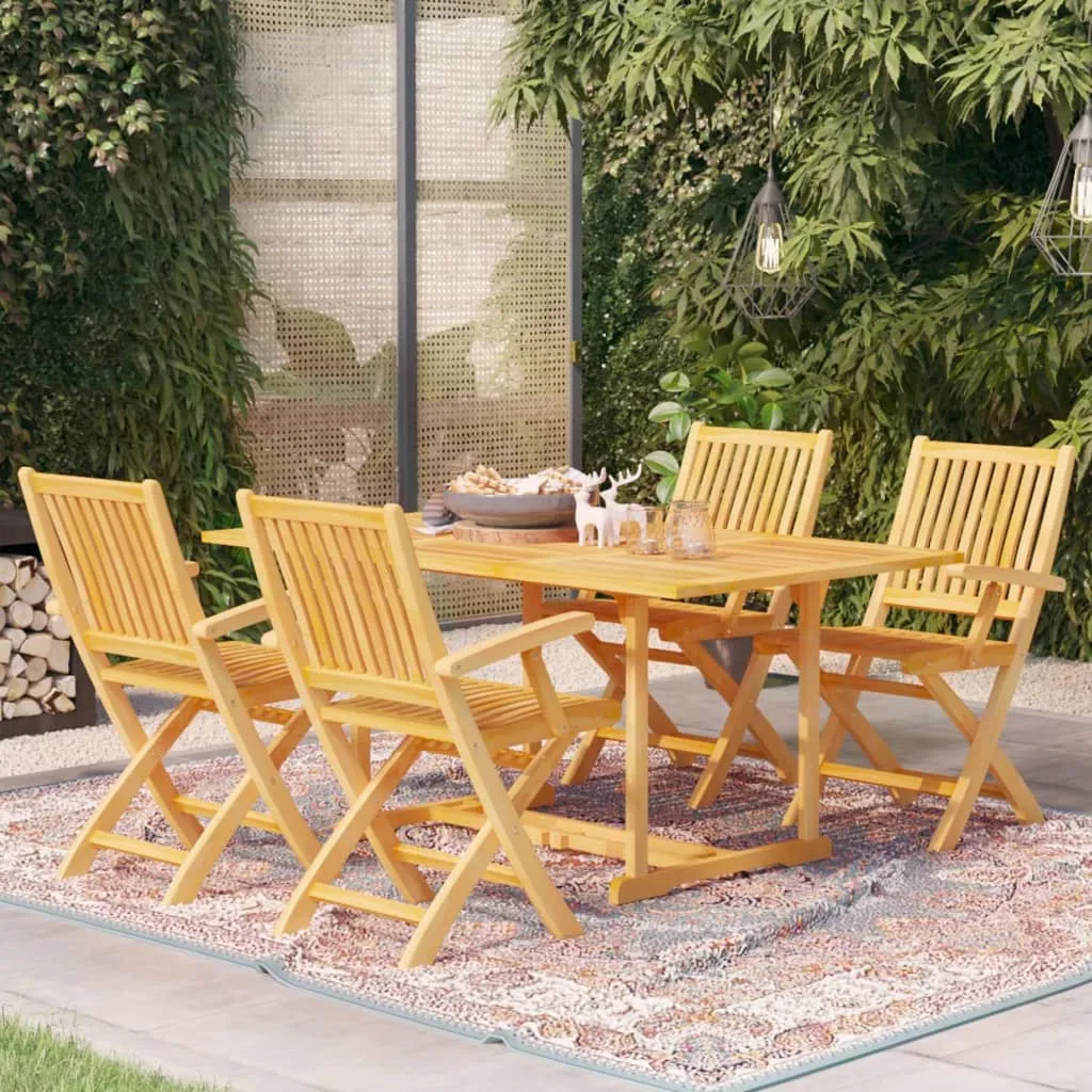 vidaXL Set da Pranzo da Giardino 5 pz in Legno Massello di Teak