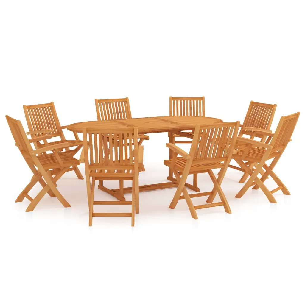 vidaXL Set da Pranzo da Giardino 9 pz in Legno Massello di Teak