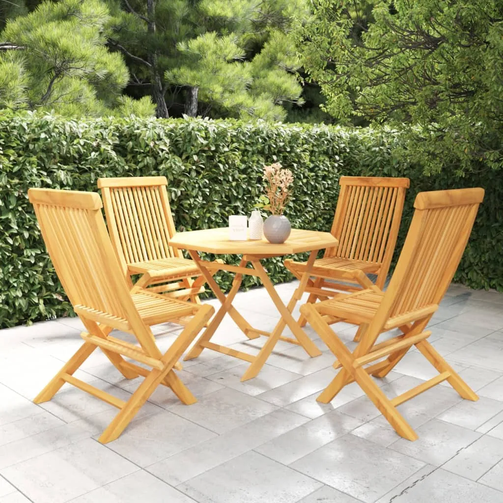 vidaXL Set da Pranzo da Giardino 5 pz in Legno Massello di Teak