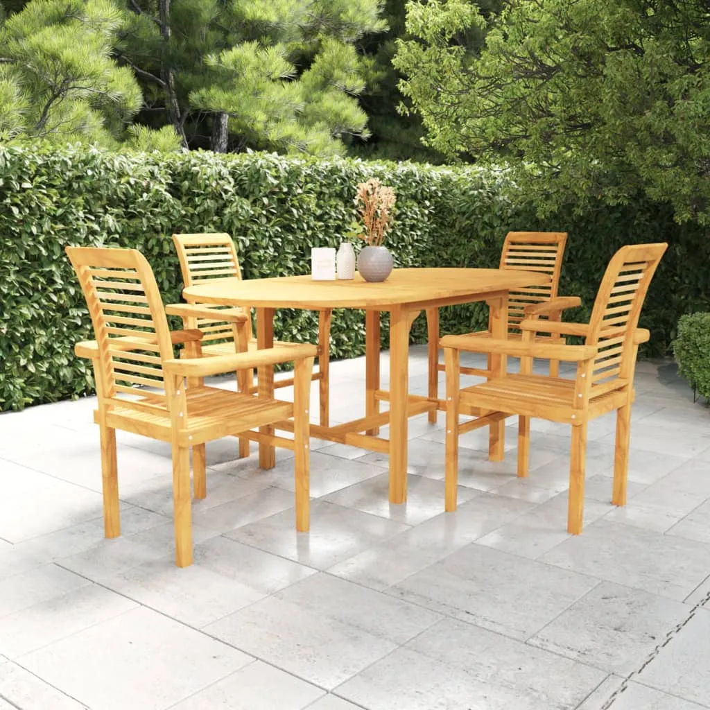 vidaXL Set da Pranzo da Giardino 5 pz in Legno Massello di Teak