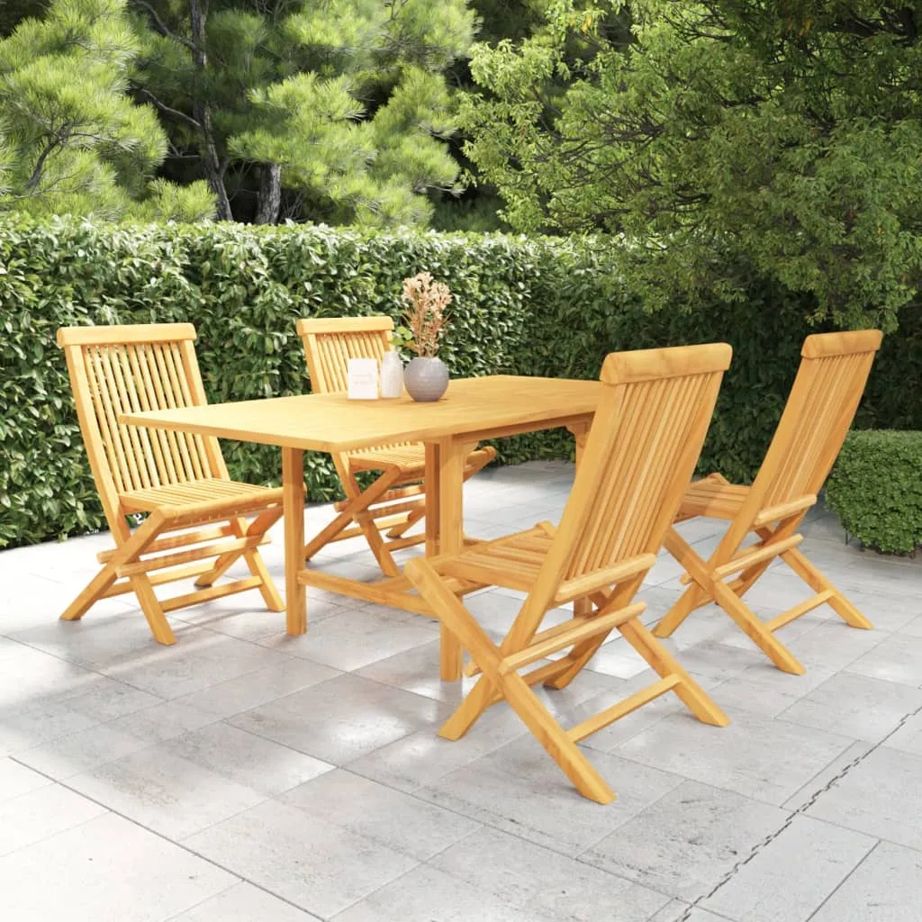 vidaXL Set da Pranzo da Giardino 5 pz in Legno Massello di Teak