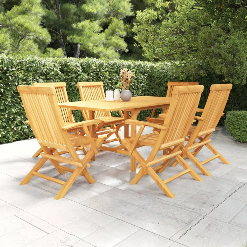 vidaXL Set da Pranzo da Giardino 7 pz in Legno Massello di Teak