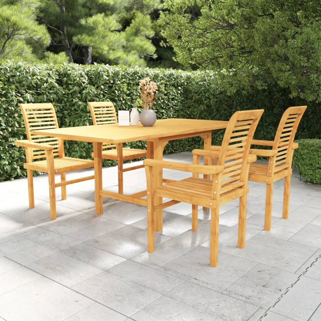 vidaXL Set da Pranzo da Giardino 5 pz in Legno Massello di Teak