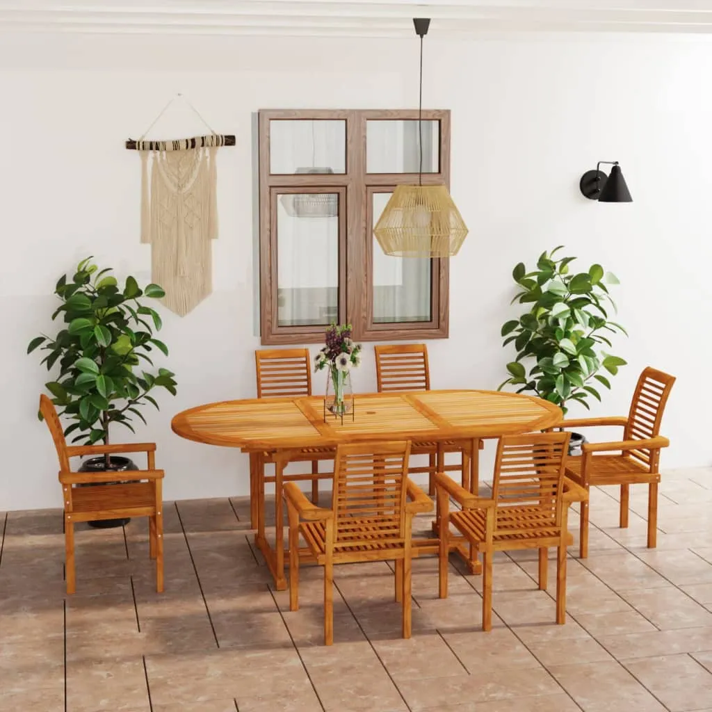 vidaXL Set da Pranzo da Giardino 7 pz in Legno Massello di Teak