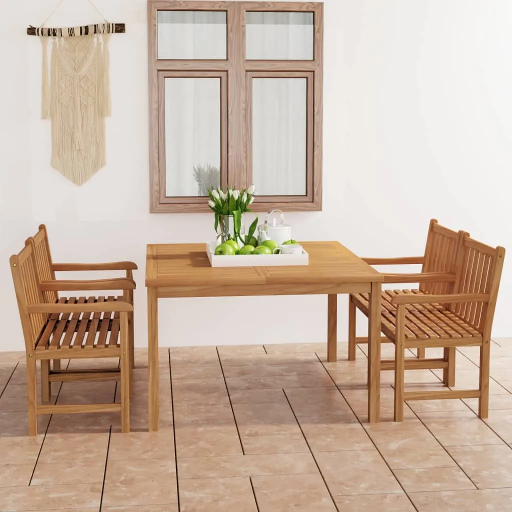 vidaXL Set da Pranzo per Esterni 5 pz in Legno Massello di Teak