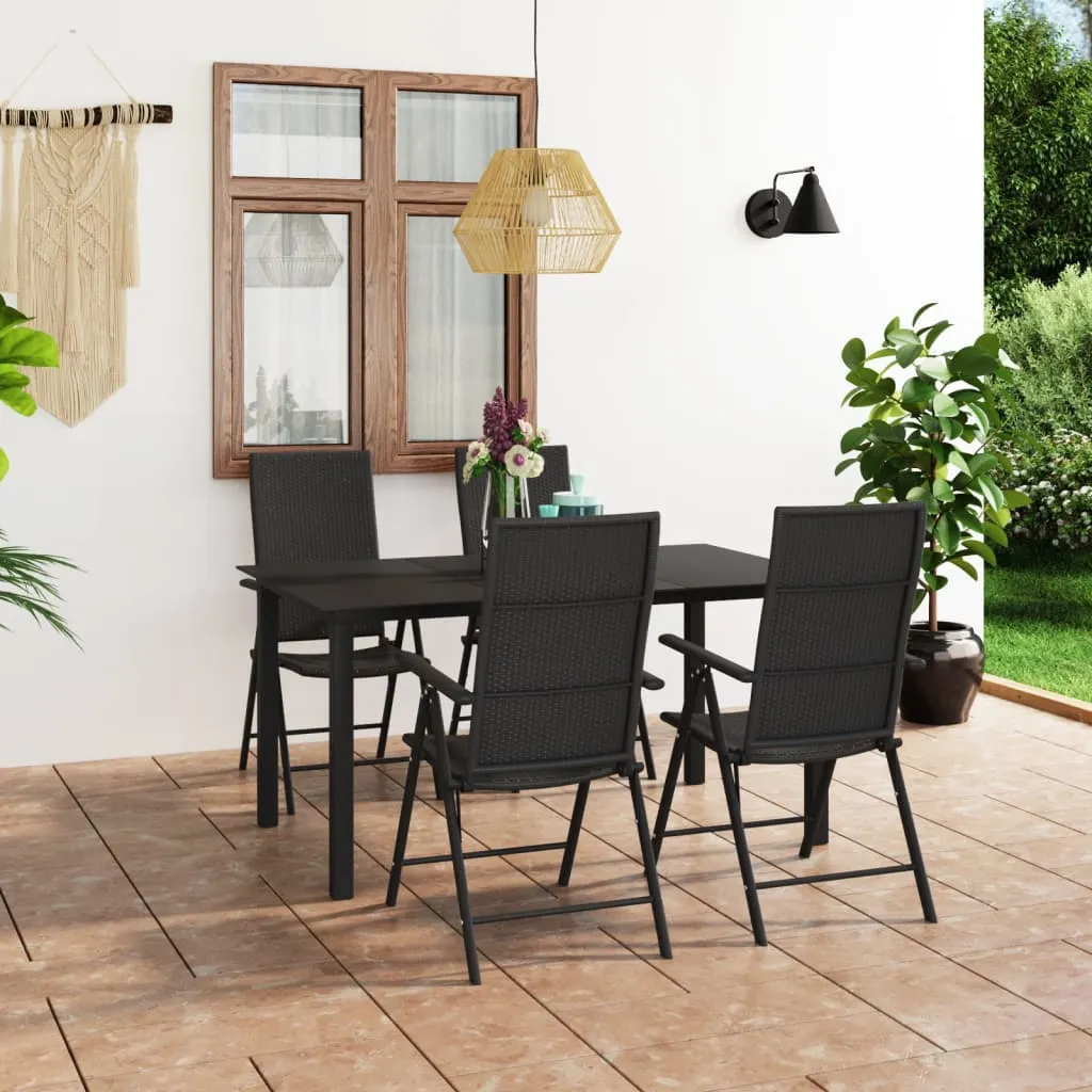 vidaXL Set da Pranzo da Giardino 5 pz Nero