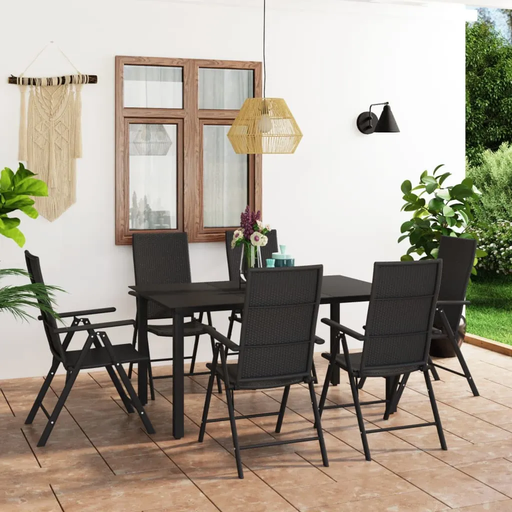 vidaXL Set da Pranzo da Giardino 7 pz Nero