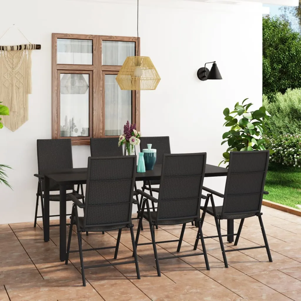 vidaXL Set da Pranzo da Giardino 7 pz Nero