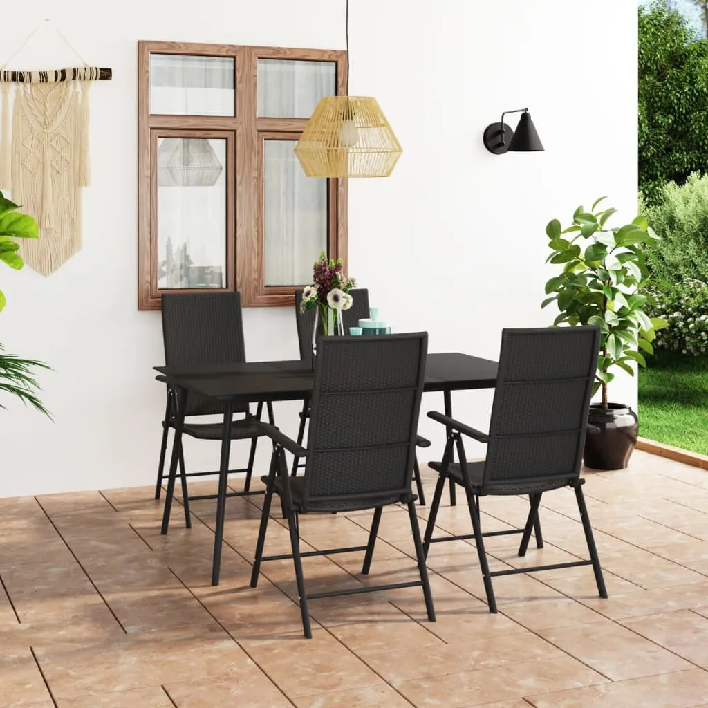 vidaXL Set da Pranzo da Giardino 5 pz Nero