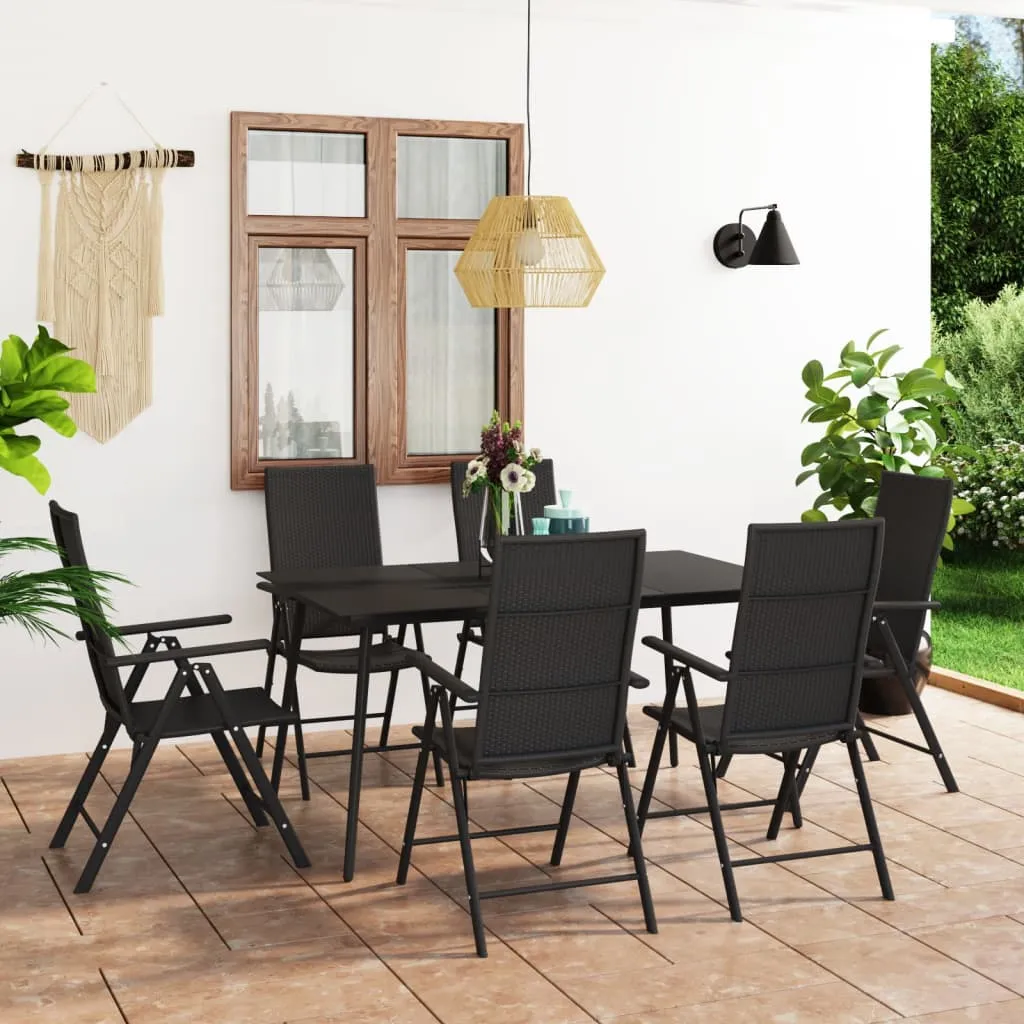 vidaXL Set da Pranzo da Giardino 7 pz Nero