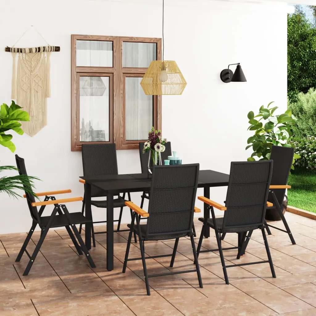 vidaXL Set da Pranzo da Giardino 7 pz Nero e Marrone