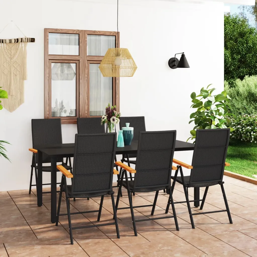 vidaXL Set da Pranzo da Giardino 7 pz Nero e Marrone