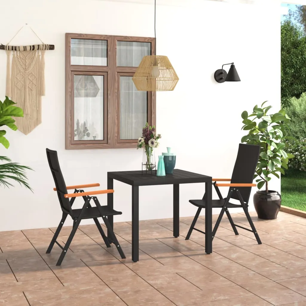 vidaXL Set da Pranzo da Giardino 3 pz Nero e Marrone