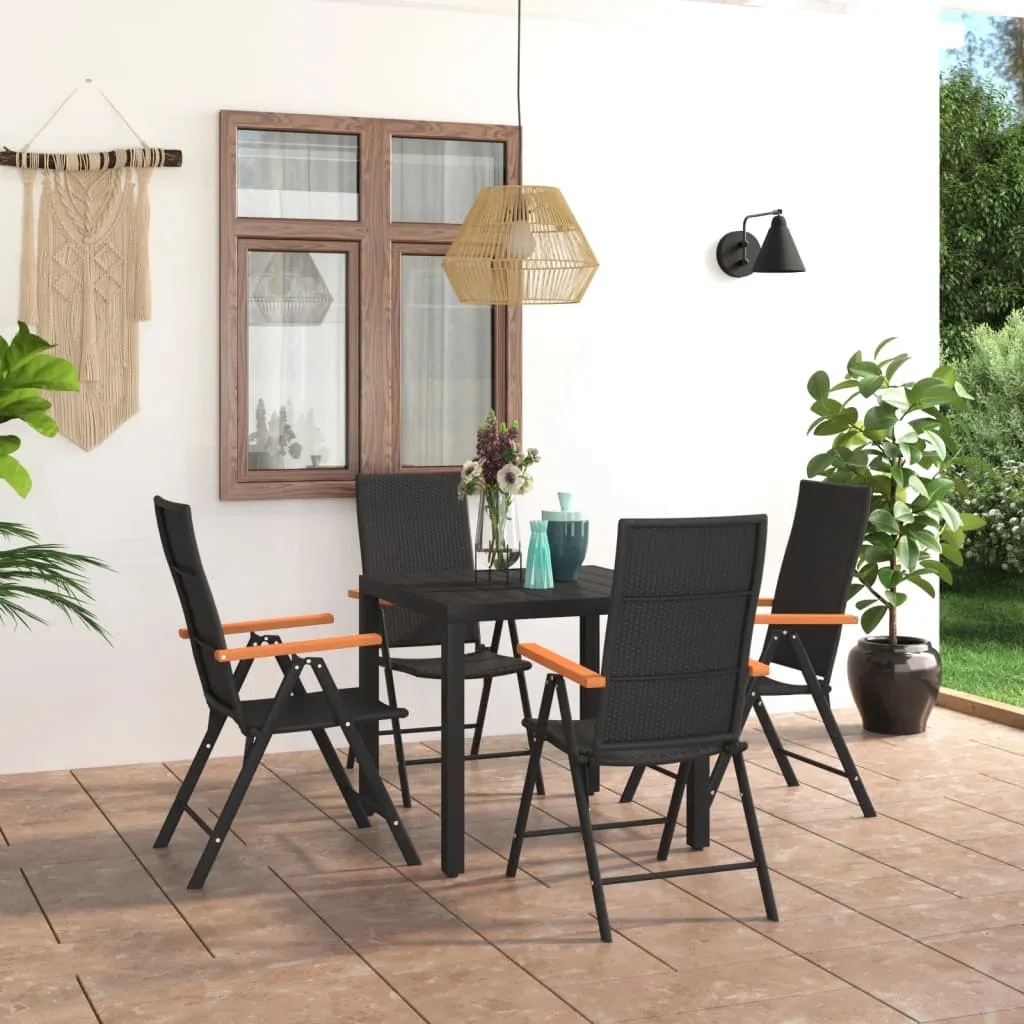 vidaXL Set da Pranzo da Giardino 5 pz Nero e Marrone